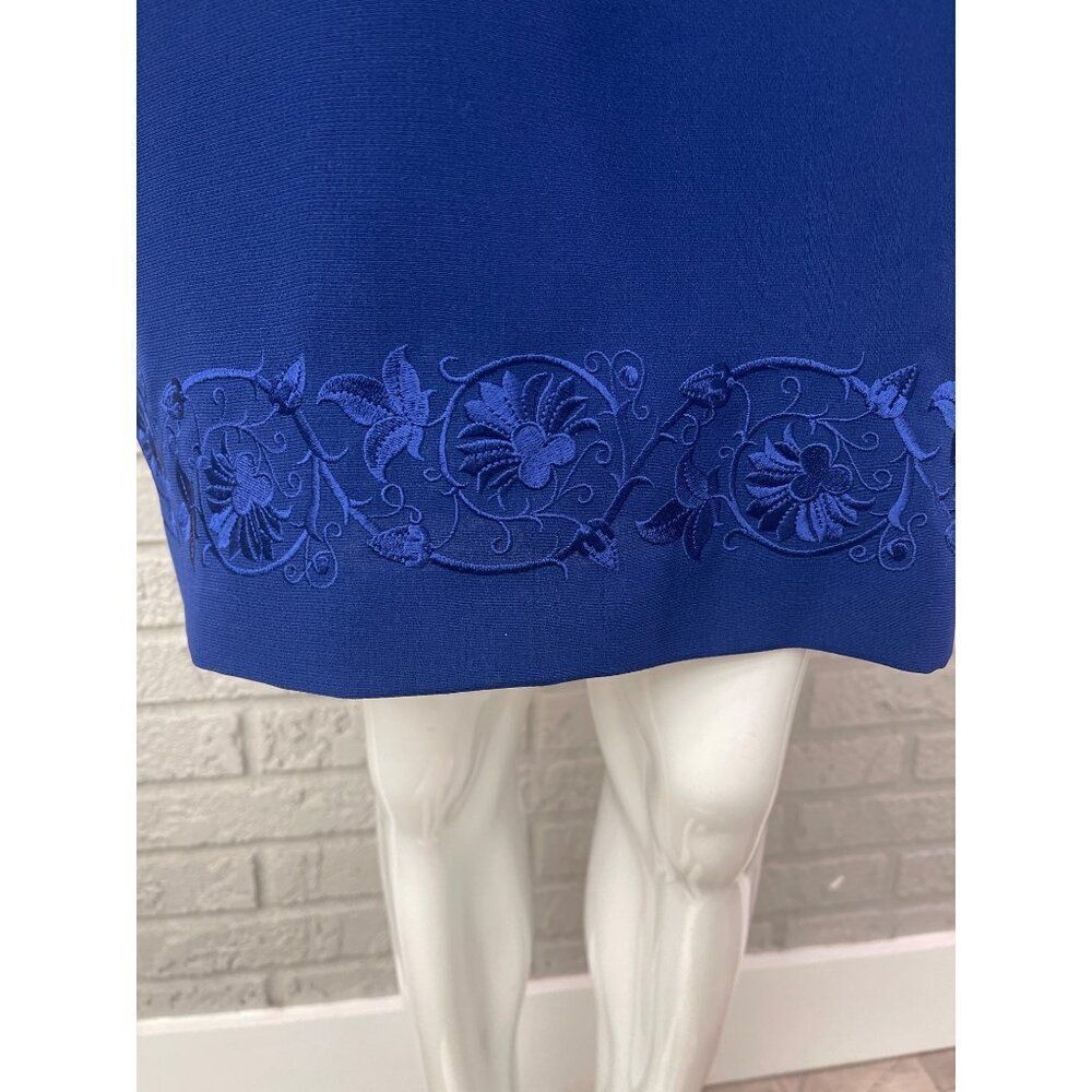 Donna Morgan Women Petite Blue Embroidered Hem Dress Size 10P - Picture 7 of 10